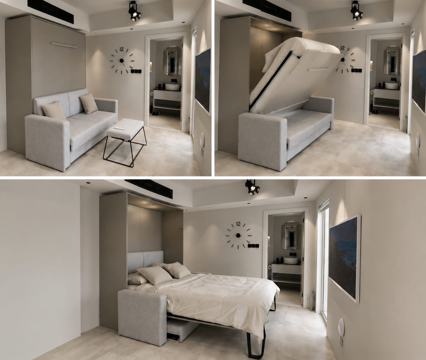 Queen Wall bed metal with sofa